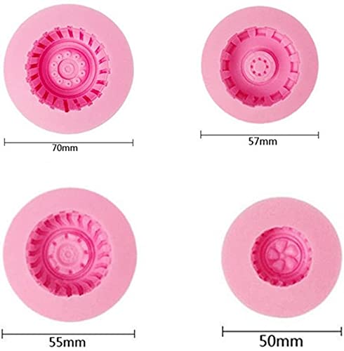 Cestony 4Pcs 3D Round Tire Truck Wheel Silicone Molds For Diy Cake Fondant Biscuit Cookies Soap Sugar Pudding Chocolate Hard Can