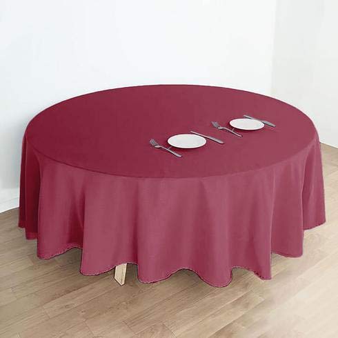 Balsacircle 108 Inch Burgundy Round Polyester Tablecloth Fabric Table Cover Linens For Wedding Party Banquet Reception Events Ki