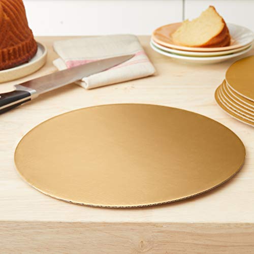 Fox Run 12-Piece Cardboard Scalloped Cake Circle Base, 10'', Gold