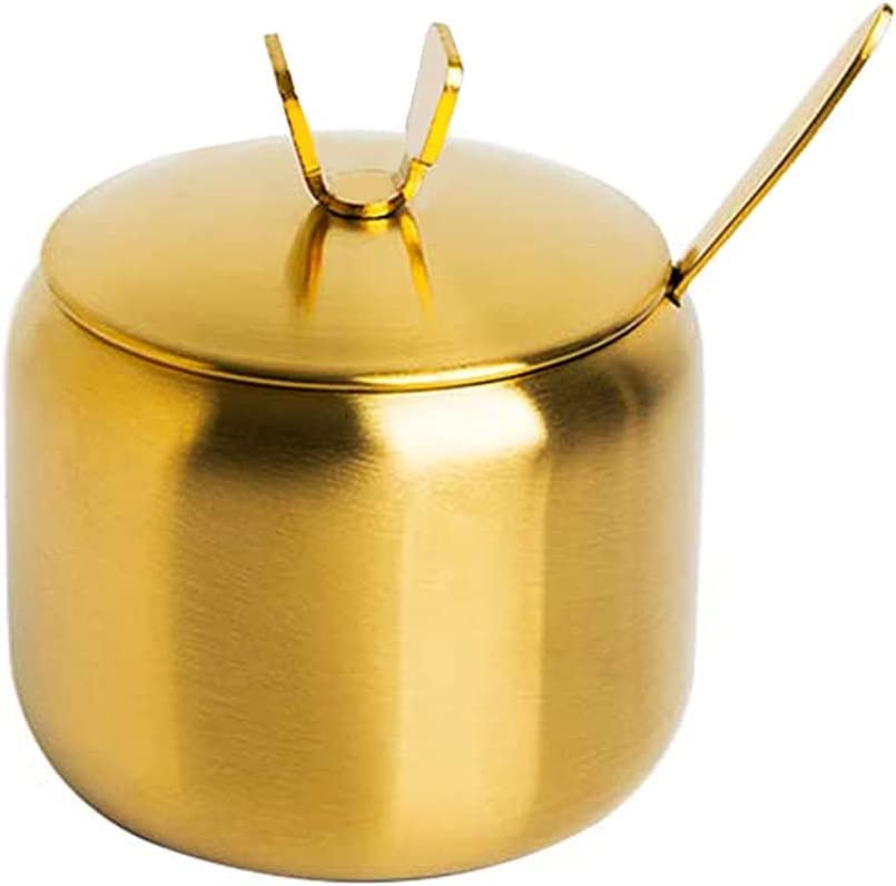 Mozacona Stainless Steel Sugar Bowl Spice Jar Seasoning Pot Storage Jar With Lid Spoon,430Ml