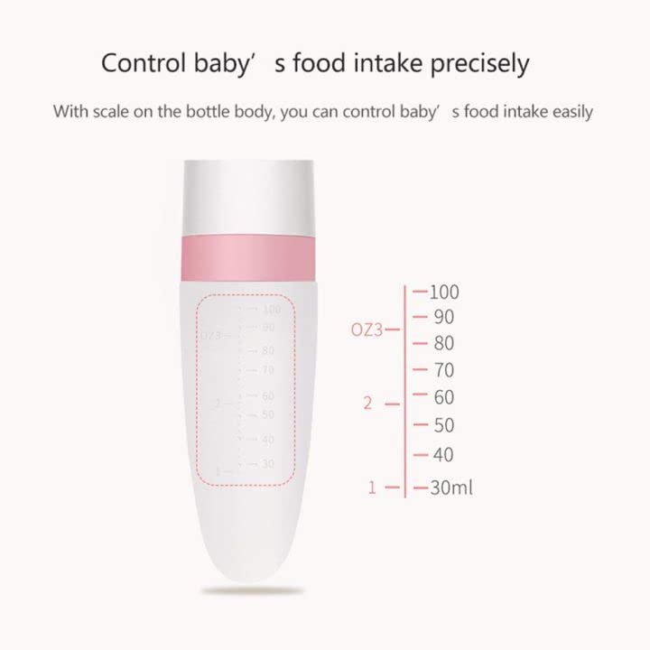 Burabi Silicone Squeeze Feeding Spoon  Baby Food Dispensing Spoon With Dust Cover  BPA Free