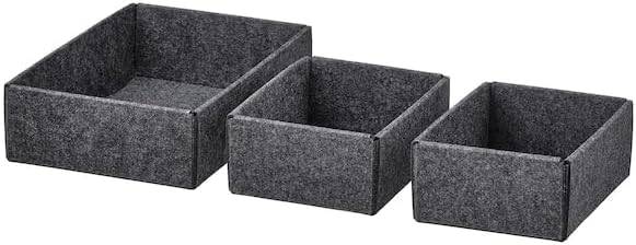 Ikea Uppdatera Storage Box Set, Grey, 3 Pieces, Polyester Drawer Organiser