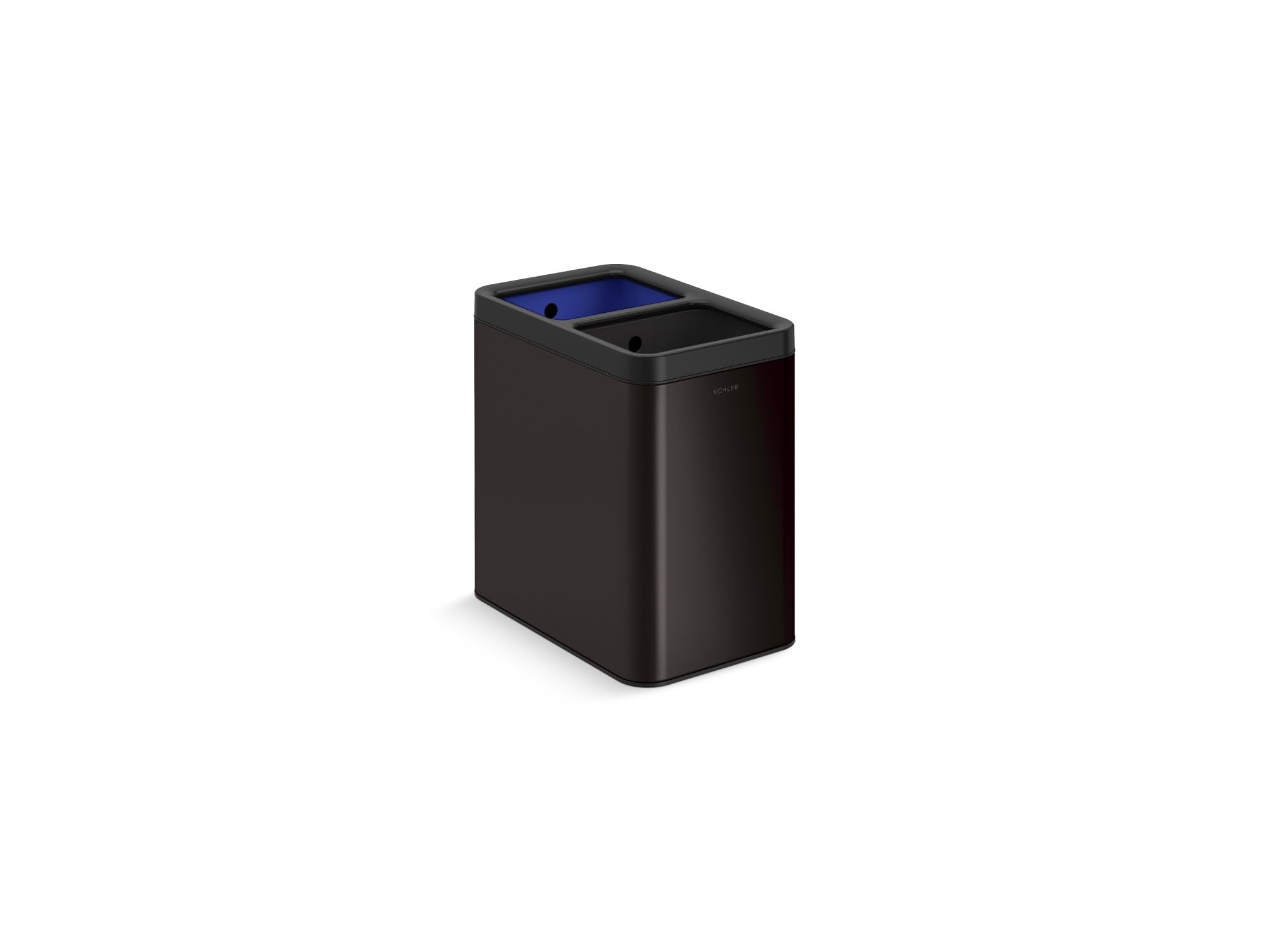 Kohler K-31315-Bst 22-Liter Dual-Bin Open-Top Trash Can, Black Stainless Steel
