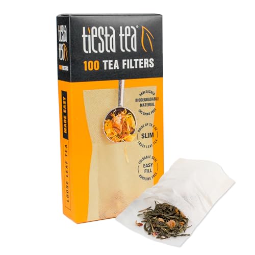 Tiesta Tea - Loose Leaf Tea Filters, 100 Count, Disposable Tea Infuser, 100% Natural Unbleached Paper, Steeps Hot Tea, Iced Tea