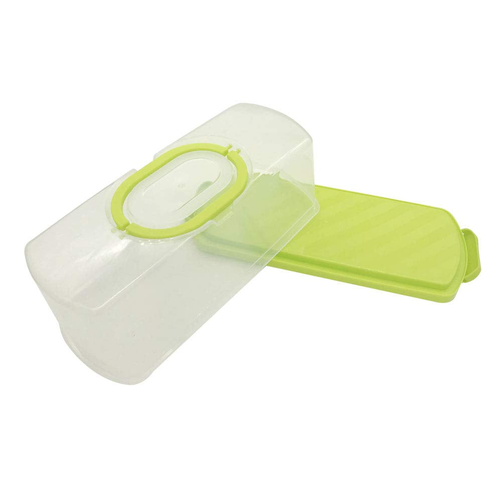 FEOOWV Portable Plastic Rectangular Loaf Bread Box with Transparent Lid  Bread Keeper for Carrying and Storing Loaf Cakes Banana Bread Pumpkin Bread Quick Breads (Green)