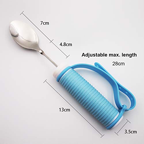 Flexible Stainless Steel Spoon With Adjustable Strap 360 Degree Rotatable Eating Aids Utensils For Disabled Patient Elder Arthri