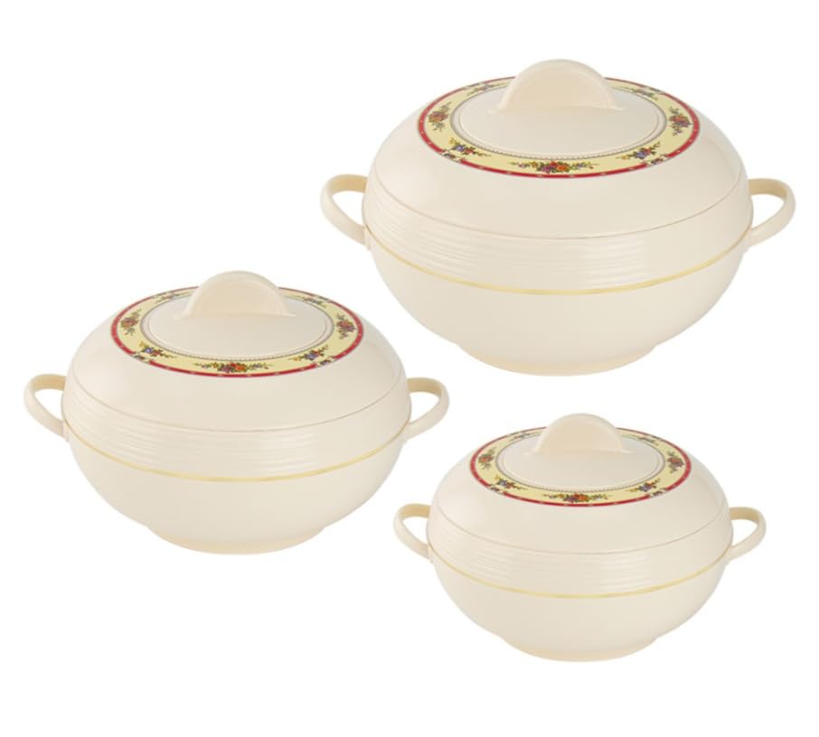 T TABAKH Ambiente King 6L+8L+10L Insulated Casserole Dish with Lid  3pc Set Hot Pot Food Warmer/Cooler  Thermal Soup, Salad Se