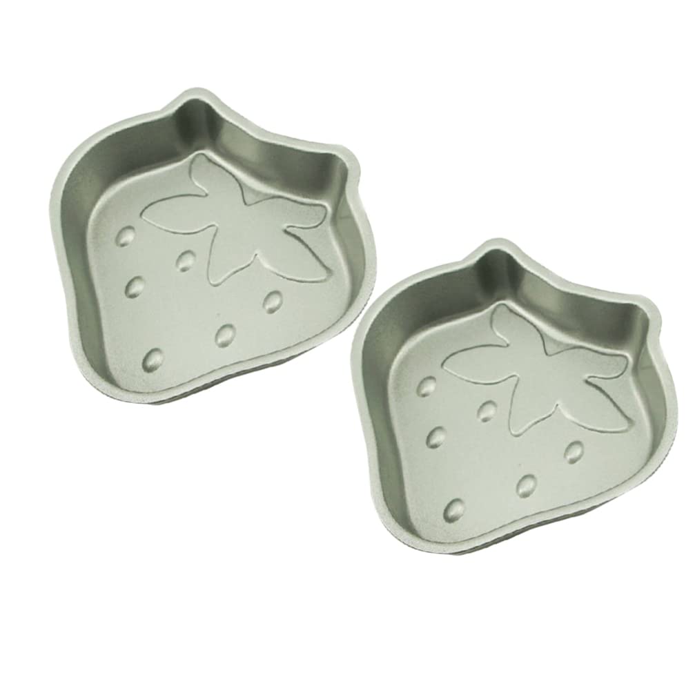 Cabilock 2 Pcs Mini Cake Pan Strawberry Shaped Muffin Baking Tray Pastry Non- Stick Bakeware Cupcake Pan For Home Kitchen Silver
