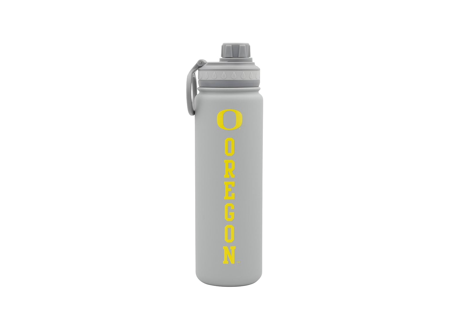 Decorvo Oregon Logo Water Bottle - Gray Double Walled Stainless Steel 24 oz Keeps Drinks Cold or Hot