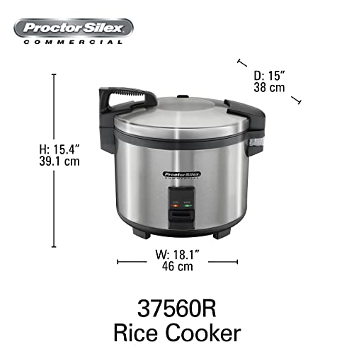 Hamilton Beach Proctor Silex Commercial 37560R Rice Cooker/Warmer, 60 Cups Cooked Rice, Non-Stick Pot, Hinged Lid, Stainless Ste