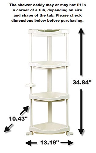Tenby Living Corner Shower Caddy - 4 Shelf Shower Organizer Caddie with Movab.