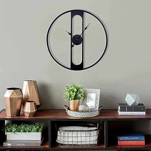 Craftter Home Decor Elegant Design Metal Analog Wall Clock | Clocks For Bedroom Living Room Hall Office Wall (24 Inch_Black)