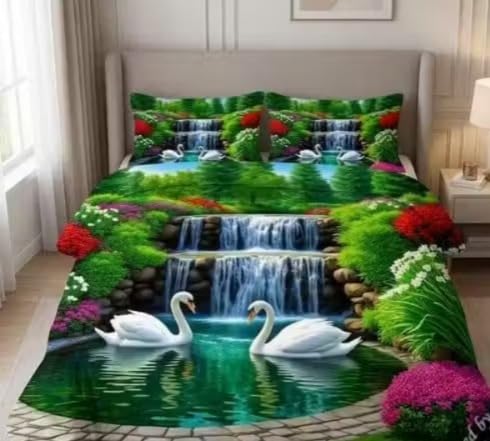 HAMZA COLLECTION 8D Printed Bed Sheet with Pillow Cover