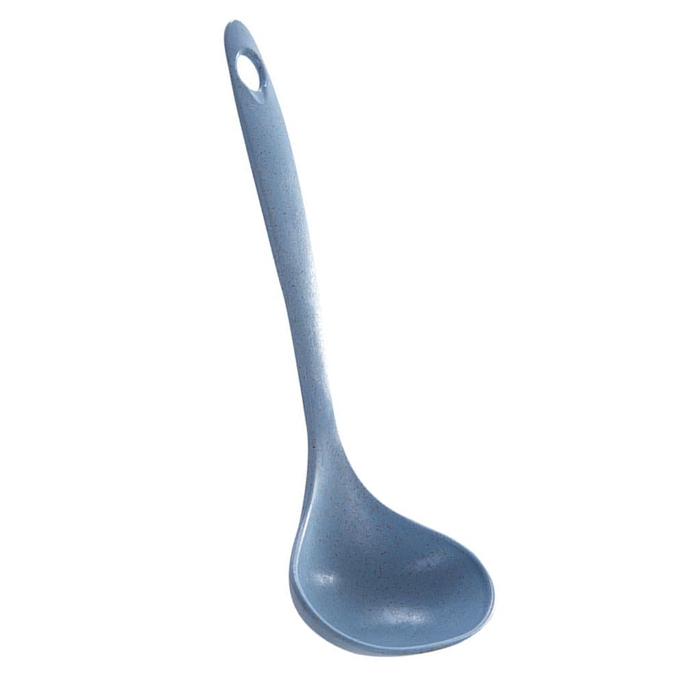 PRETYZOOM Wheat Straw Soup Spoon Long Handle Soup Spoon Ladle 9.25 in Porridge with Round Deep Head Hanging Hole HeatResistant 