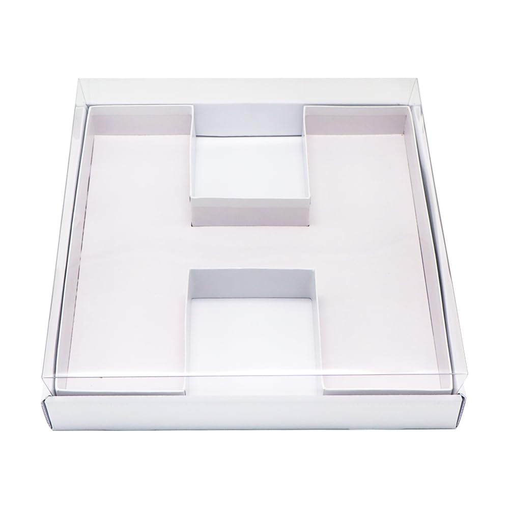 WENPACK 12 Cardboard Letter Shaped Mache Decorative Strawberries Fillable Sweets Flower Box with Clear Lid (White, H)