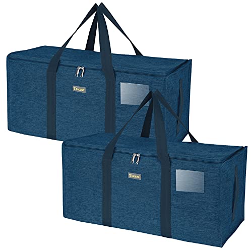 Baleine Extra Large Storage Tote With Zippers  Carrying Handles, Heavy-Duty Oxford Fabric Moving Bags For Laundry, Space Saving,