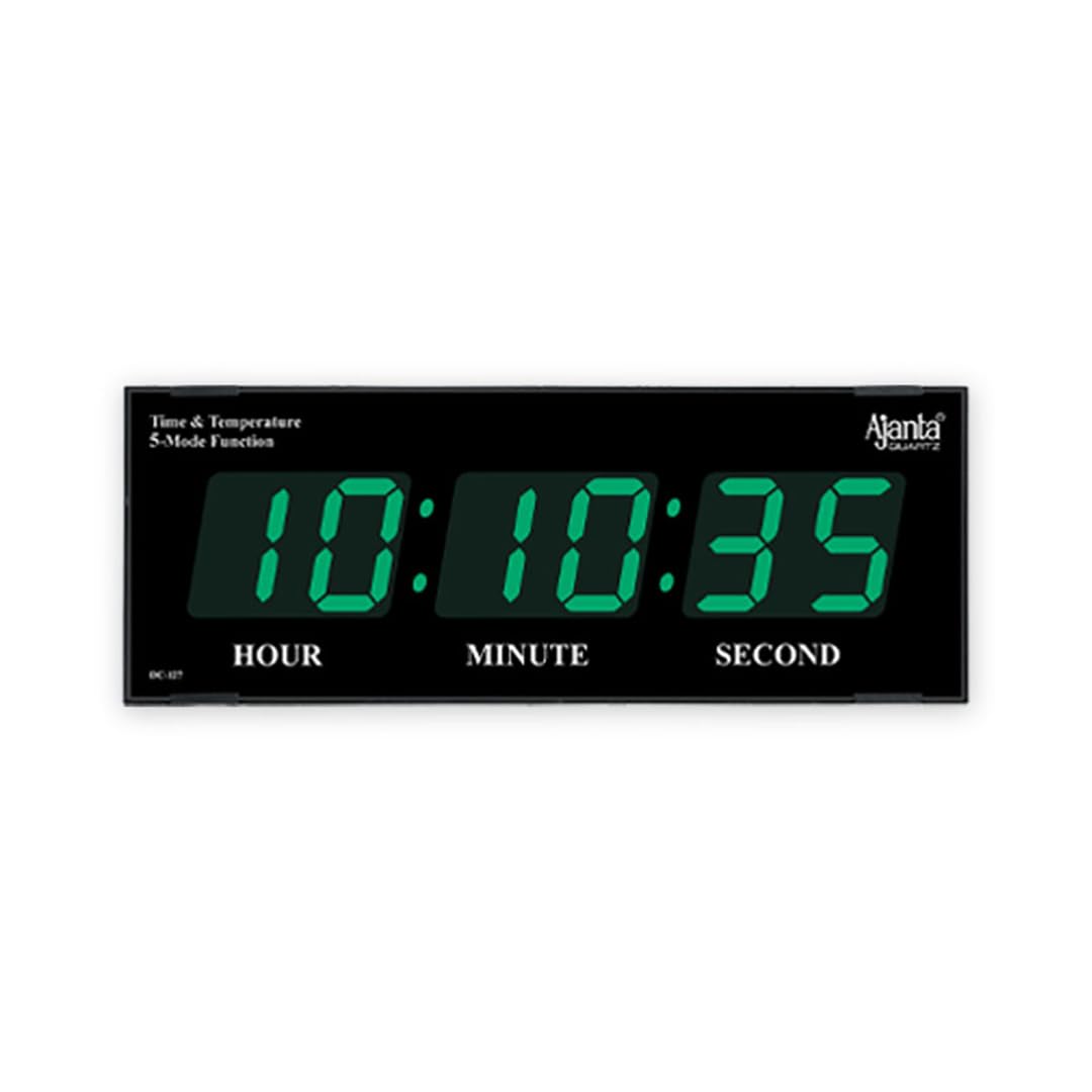 Ajanta Quartz Plastic Digital Wall Clock for Home and Office (Green Led, 41.9 x 20.3 x 10.2 cm Inches)