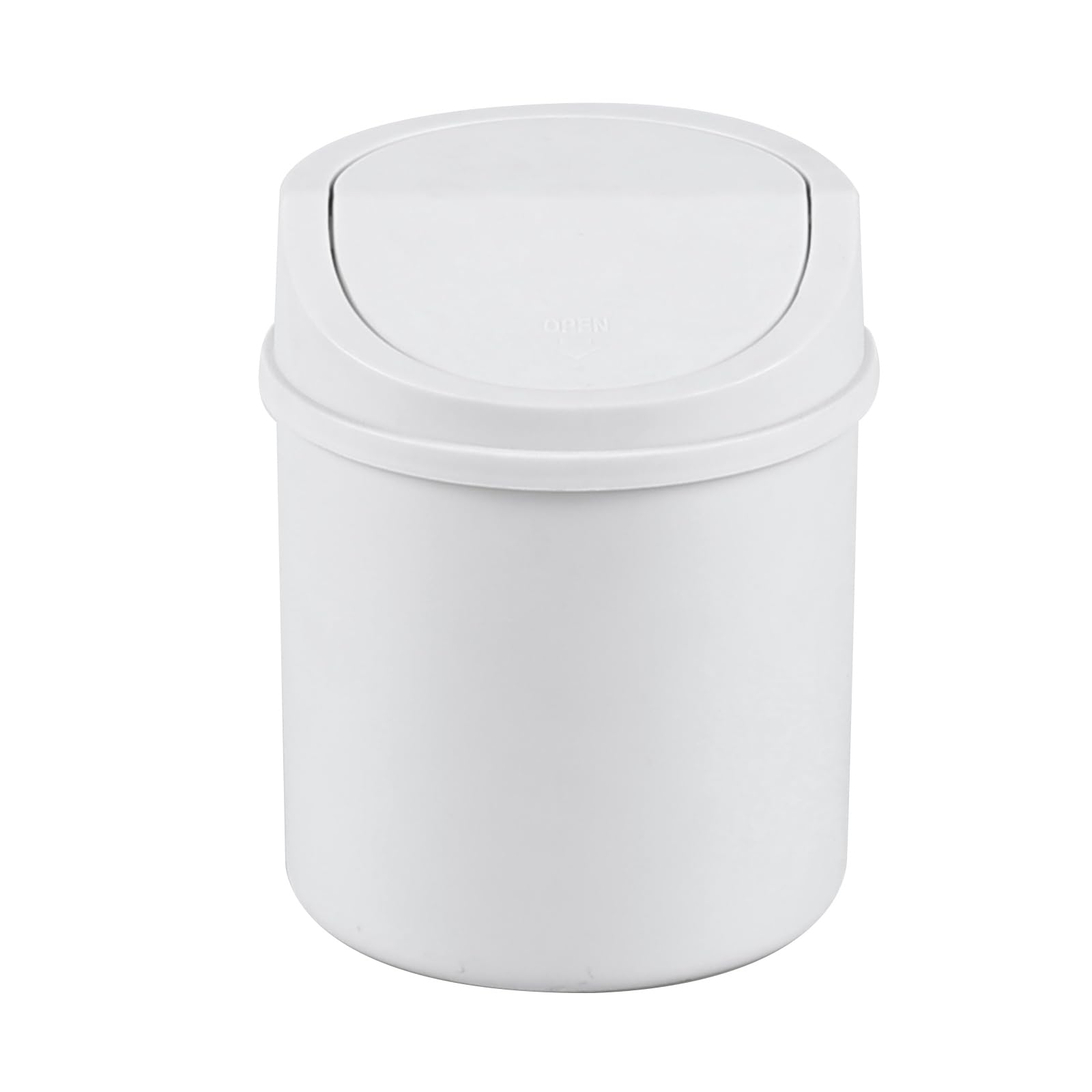 Eagrye 0.5 Gallon Tiny Desktop Trash Can, Mini Garbage Can With Swing Lid, White