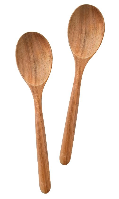 Wooden Spoons For Cooking, Wood Spoon Set Of 2, Kitchen Serving Ladle Scoop Utensil, Heat Resistant Nonstick Cookware Server Spo