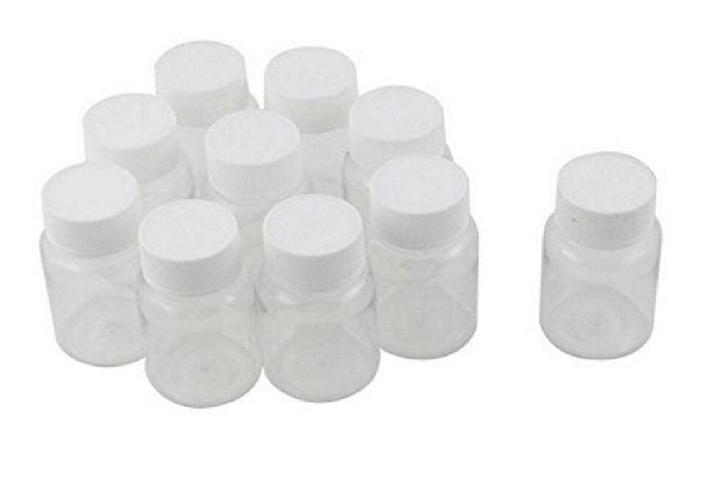 12 Pcs 15 Ml 0.5 Oz Plastic Clear Bottles Empty Container With White Screw Cap Solid Powder Case Refillable Storage Holder Sampl