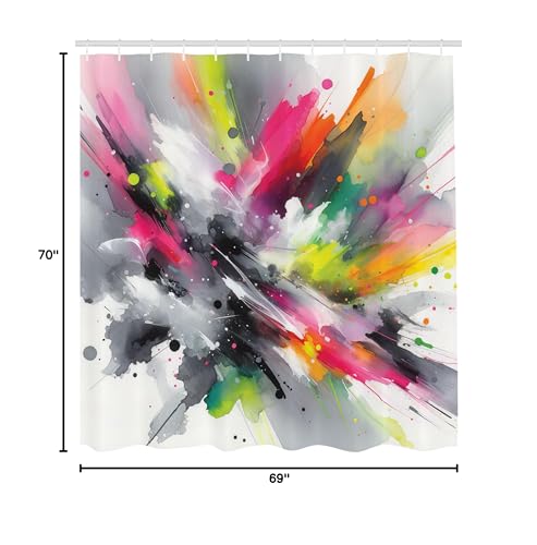 Ambesonne Colorful Shower Curtain, Contemporary Abstract Interpretation Of Jumble Tones With Dreamy Senses, Cloth Fabric Bathroo