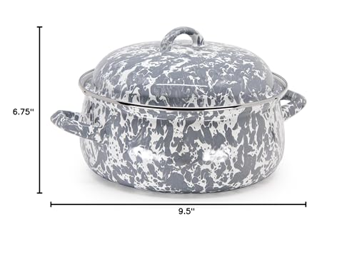 Golden Rabbit Enamelware - Grey Swirl Pattern - 4qt Dutch Oven