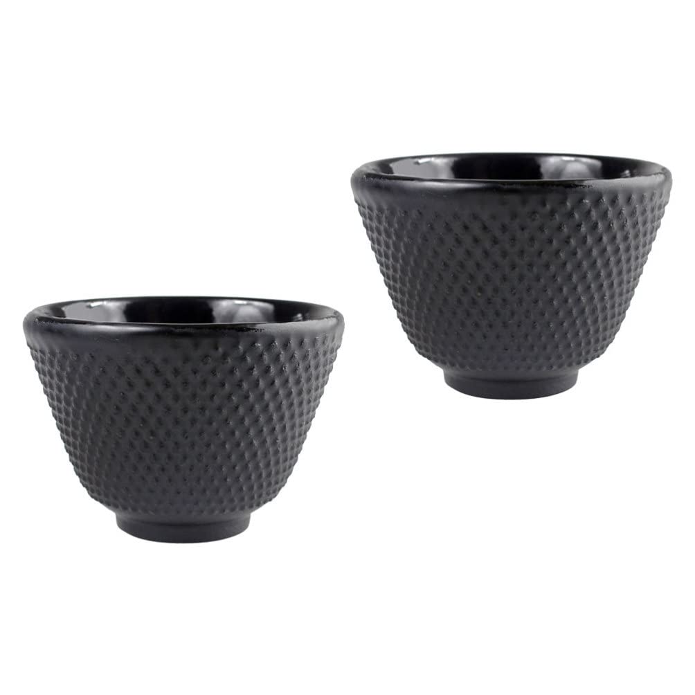 Angoily 2Pcs Japanese Tea Cup Black Tea Cups Japanese Cast Iron Tea Cup Chinese Kung Fu Tea Cup Teacup Handcraft Mugs Set