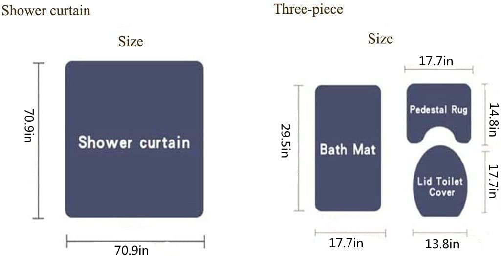 Jieprom 4Pcs Teal Rose And Leopard Shower Curtain Set With Rugs,Toilet Lid Cover And Bath Mat, Shower Curtain With 12 Hooks, Com