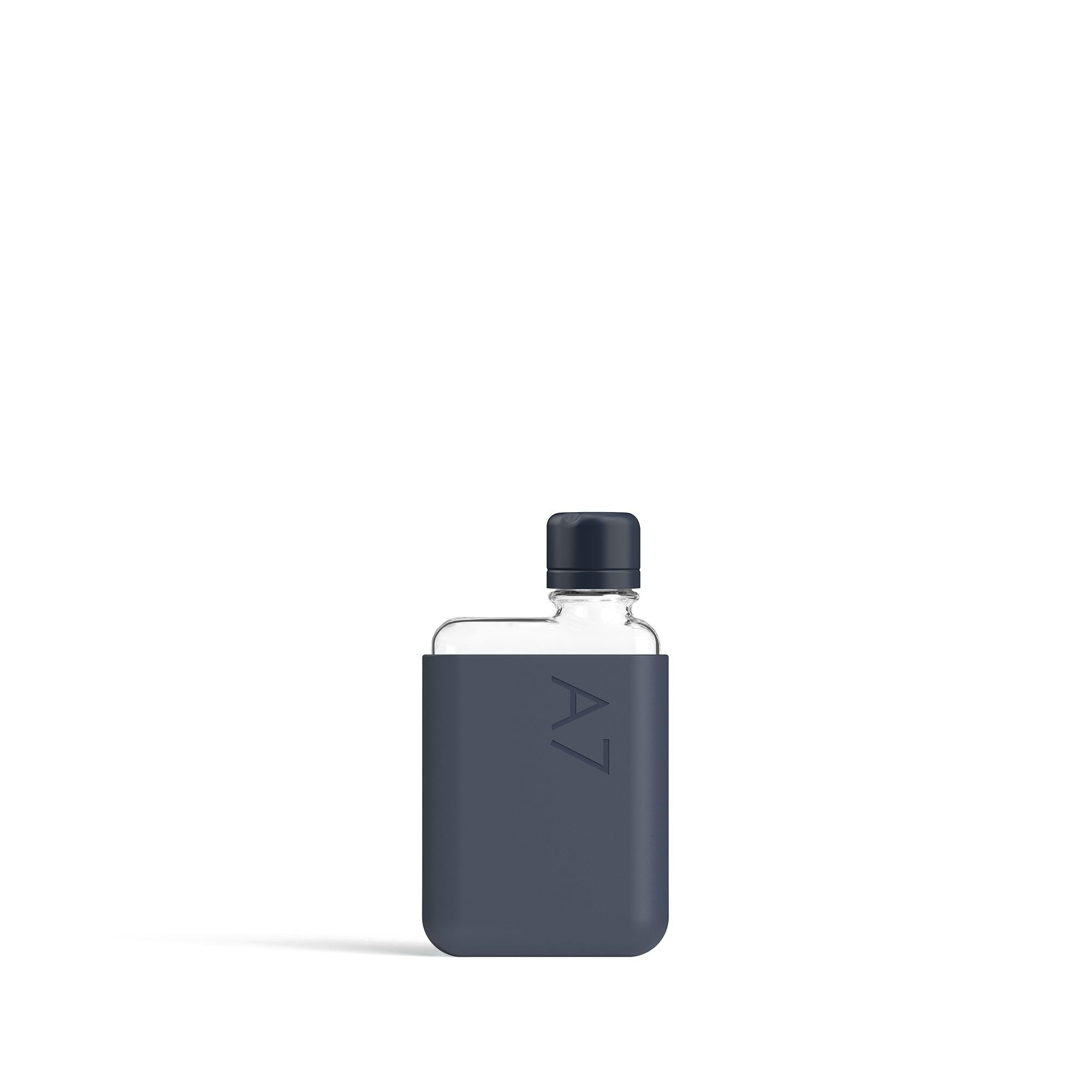 memobottle A7 (Midnight Blue) Bundle - 6oz (180ml) - Bottle, silicone sleeve & lid | Compact Flat Bottle for Bags & Pockets | BP