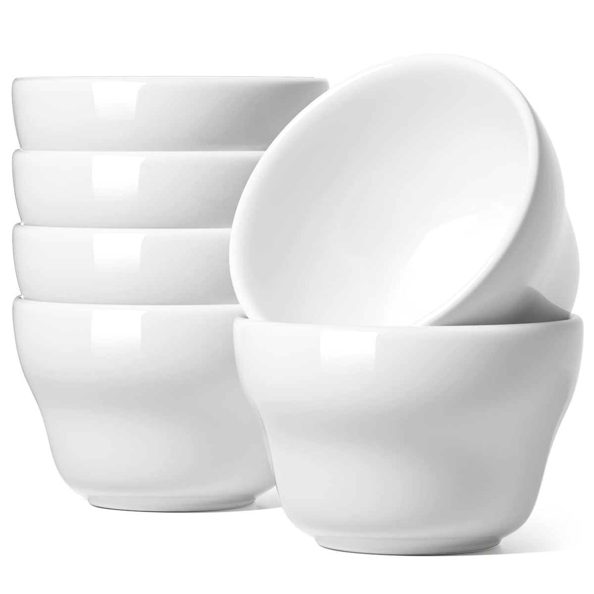 Le Tauci Bouillon Cups 8 Ounce, Ice Cream Bowls, Small Bowls For Dessert Soup Chili Dipping Sauce Coffee Cupping - Set Of 6, Whi