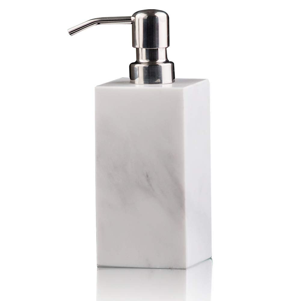 Hand Liquid&Lotion Soap Dispenser Pump Bottle Natural Marble For Kitchen Bathroom Countertop Laundry Room Holds Dish Soap Shampo