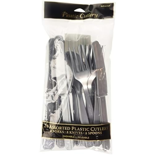 Assorted Silver Plastic Cutlery (Pack Of 24) - Elegant, Durable & Disposable Party Supplies For Every Occasion