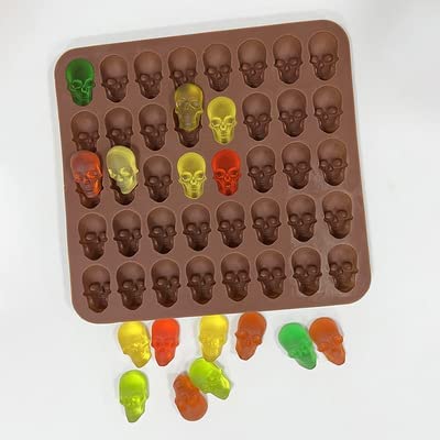 Elegital Skull Candy Mold,2Pcs Silicone Skull Gummy Molds With Dropper Silicone Mold For Chocolate,Cookie, Cake,Jelly(Skeleton-B