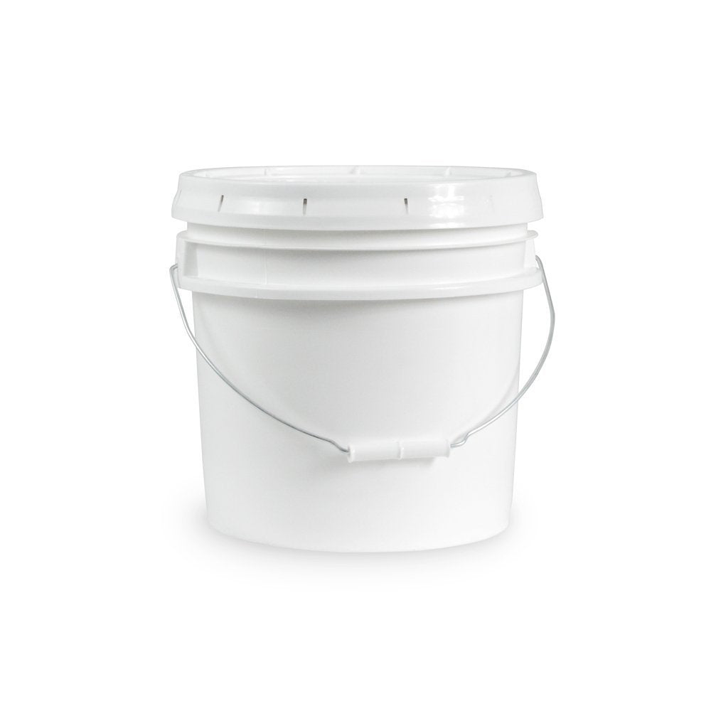3.5 Gallon White Bucket & Lid - Set Of 5 - Durable 90 Mil All Purpose Pail - Food Grade - Contains No Bpa Plastic (3.5 Gal. W/Li