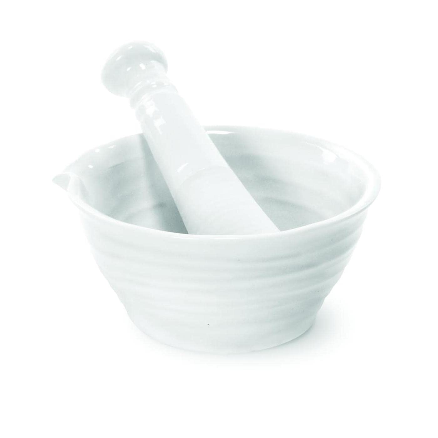 Portmeirion Sophie Conran White Mortar and Pestle Set | 5 inch Herb Grinder and Crusher for Pills and Spices | Made from Fine Po