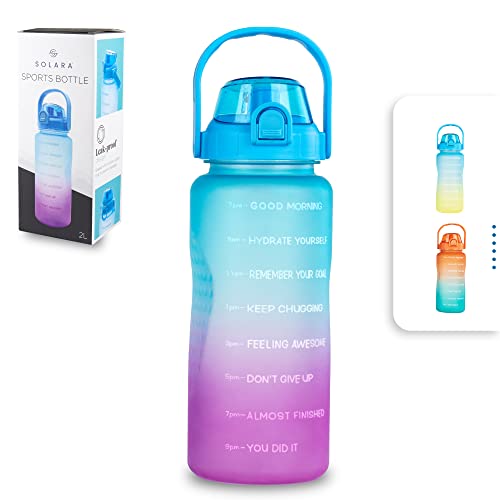 Solara Sipper Water Bottle For Adults 2 Litre With Motivational Time Marker, Leakproof Durable Bpa Free NonToxic Tritan Water B