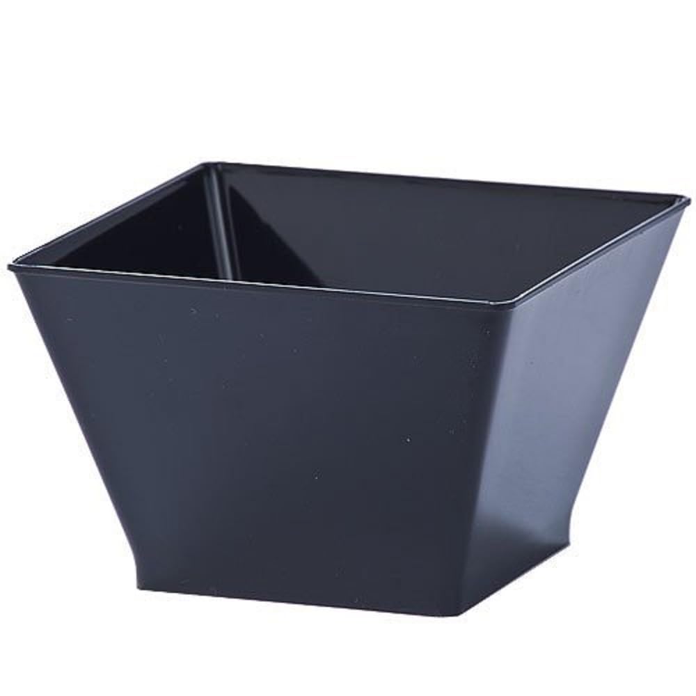 Lillian Tablesettings Plastic 8 Oz  Black Rectangles Servingware  Pack Of 20 Party Bowls, 3.5 X 3.5 X 7.5 Inches