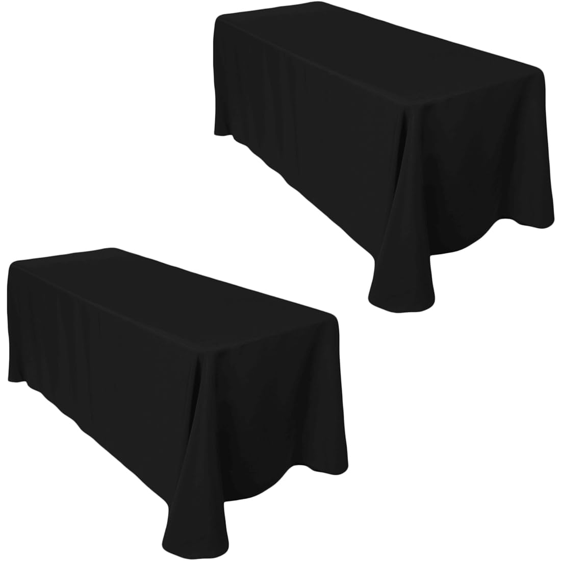 Ltc Linens 2-Pack Black Rectangular Tablecloths 90 In X 156 In With Rounded Corners - Ideal For 8 Ft Tables With Floor-Length Dr