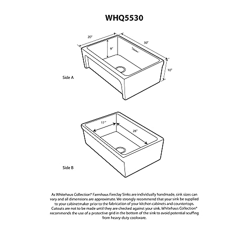 Whitehaus Collection Whq5530-Blue Glencove Kitchen, Fireclay, Front Apron Sink, Large, Blue