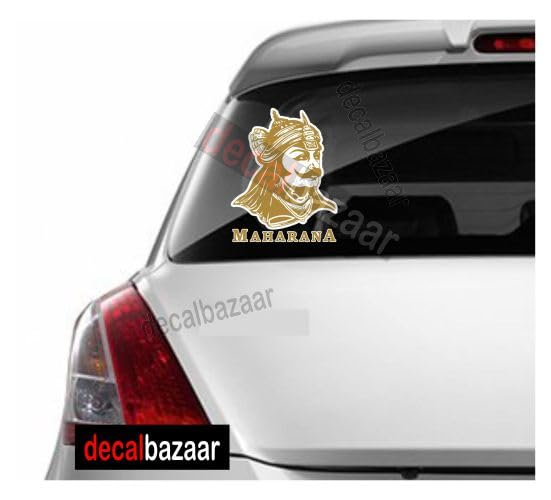 decalbazaar Vinyl Maharana Pratap Singh Glossy Glass Wall Vehicle Sticker, 11 x 8.5 Inches Golden