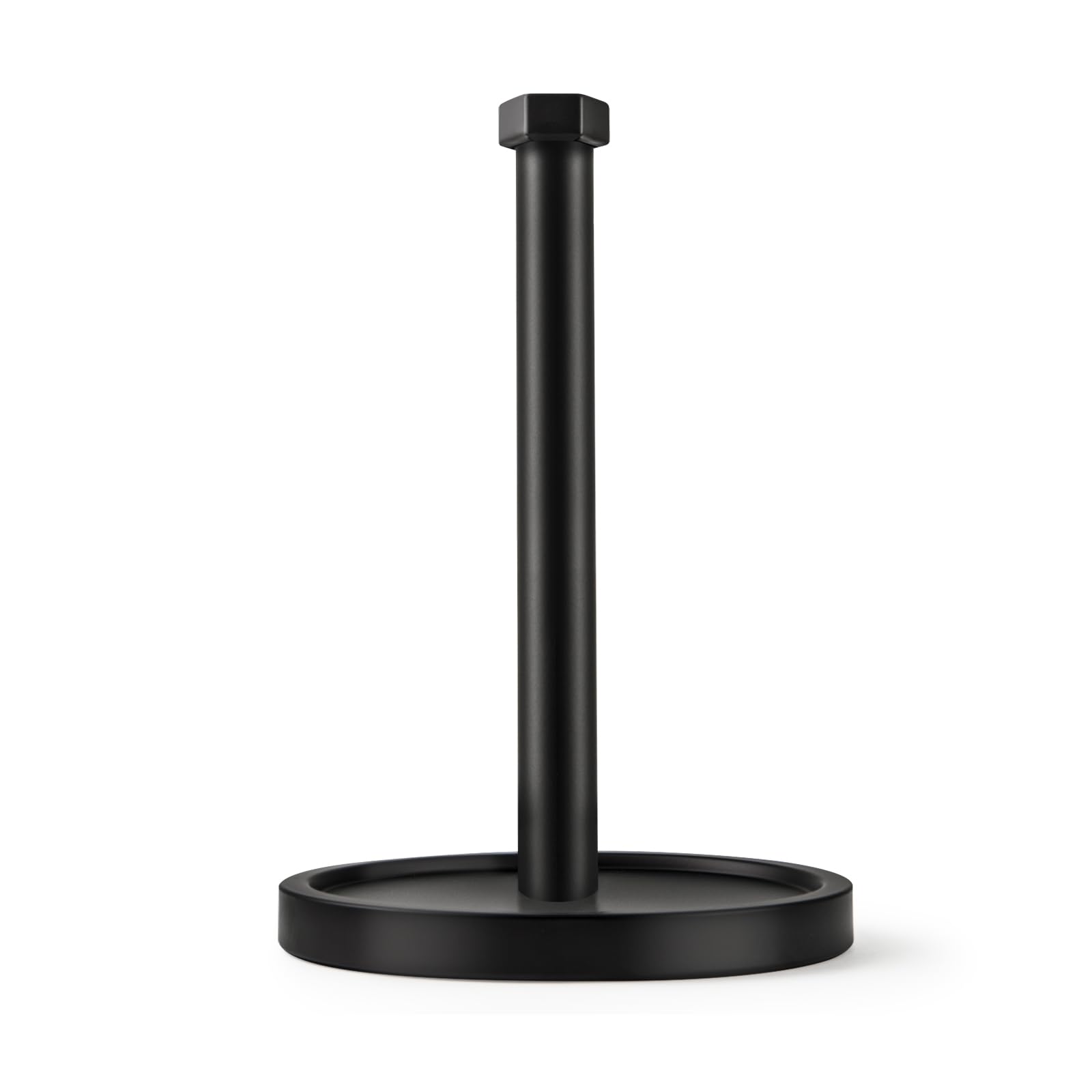 BeserWin Paper Towel Holder Countertop, Stainless Steel Paper Towel Holder -Weighted Base, One-Handed Tear, Black Kitchen Roll H