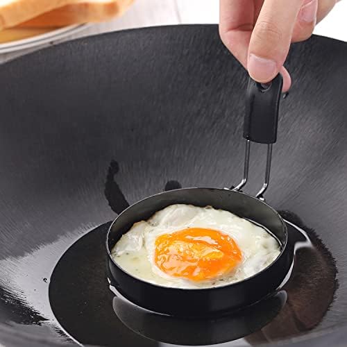 Zeeooil Egg Rings 2 Pack Large 6 Inch Pancake Mold 2 Pack 3.5 Inch Stainless Steel Nonstick Egg Ring, Egg Mold For Frying Eggs (