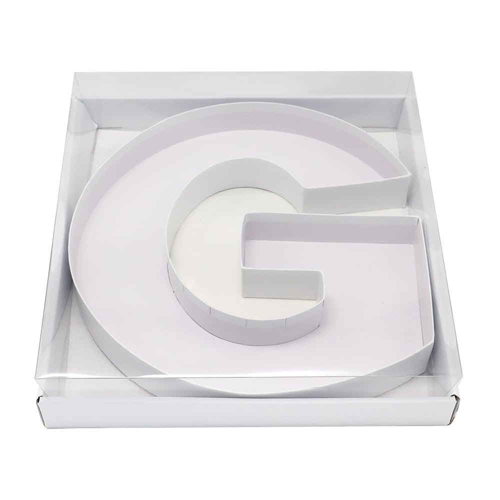 WENPACK 12 Cardboard Letter Shaped Mache Decorative Strawberries Fillable Sweets Candy Box with Clear Lid (White, G)