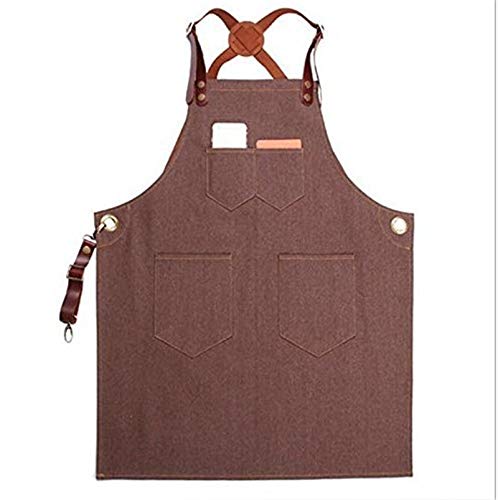 3Nh Apronsfull Cover Crossback, Durable Denim,Commercial Restaurant And Home Kitapron Leather Reinforcement And Overlapping Ad