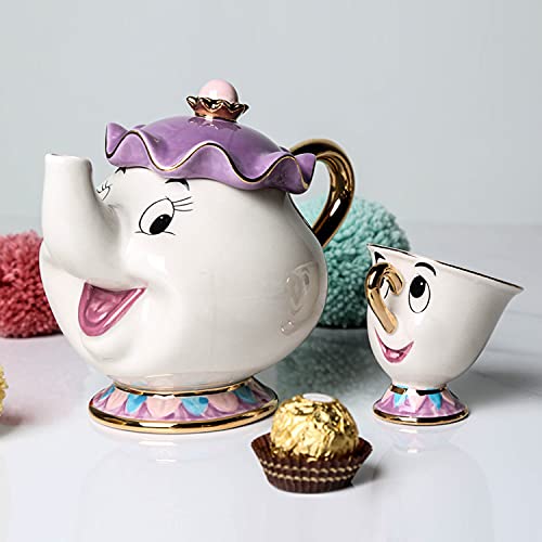 GZHaiTuoSi Ceramic Teapot Mug Set - Beauty And The Beast Design, Small, Color B, Model Teapot1-2