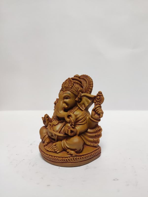Pratima Wooden Finish Polyresin Ganesh Idol|Vinayaka Statue|Ganpati Murti|Ganesha Idol For Home Decor|Ganesh Idol For Diwali|Siz