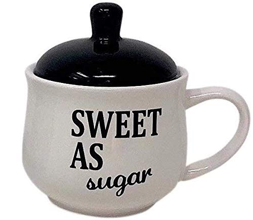 Set Sugar Bowl And Cream Server Holder Ceramic Black & White Farmhouse Table Kitchen Decor