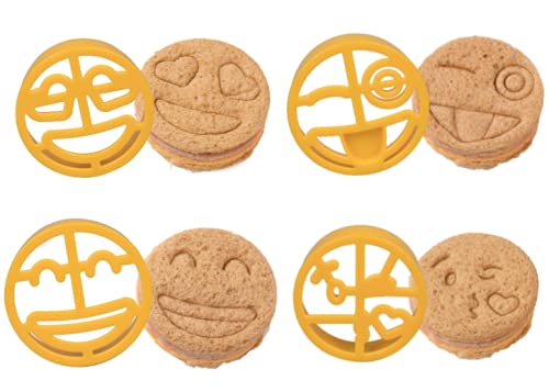 Emoji Sandwich Cutters- 4 Pack Set For Diy Bread Shapes Pancakes Cookies & More, Bpa Free Decruster, Suitable For Kids, Easily F