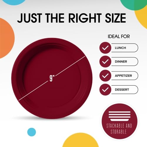 Exquisite Burgundy Plastic Plates For Party 9 Burgundy Disposable Plates For Party Supplies 100 Pcs Disposable Dinner Plate He