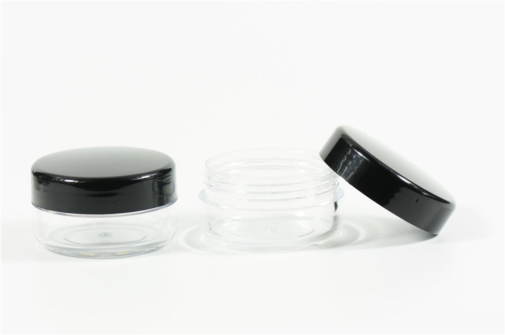 10Pcs 0.5 Oz Clear Plastic Cosmetic Jar - Empty Refillable Round Sample Bottles Containers With Black Screw On Lid For Kitchen U